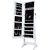 LANGRIA Espejo Joyero- Armario para Joyas- Lacado Blanco y Terciopelo Negro Interior- Regalo Ideal para los Cumpleaños y…